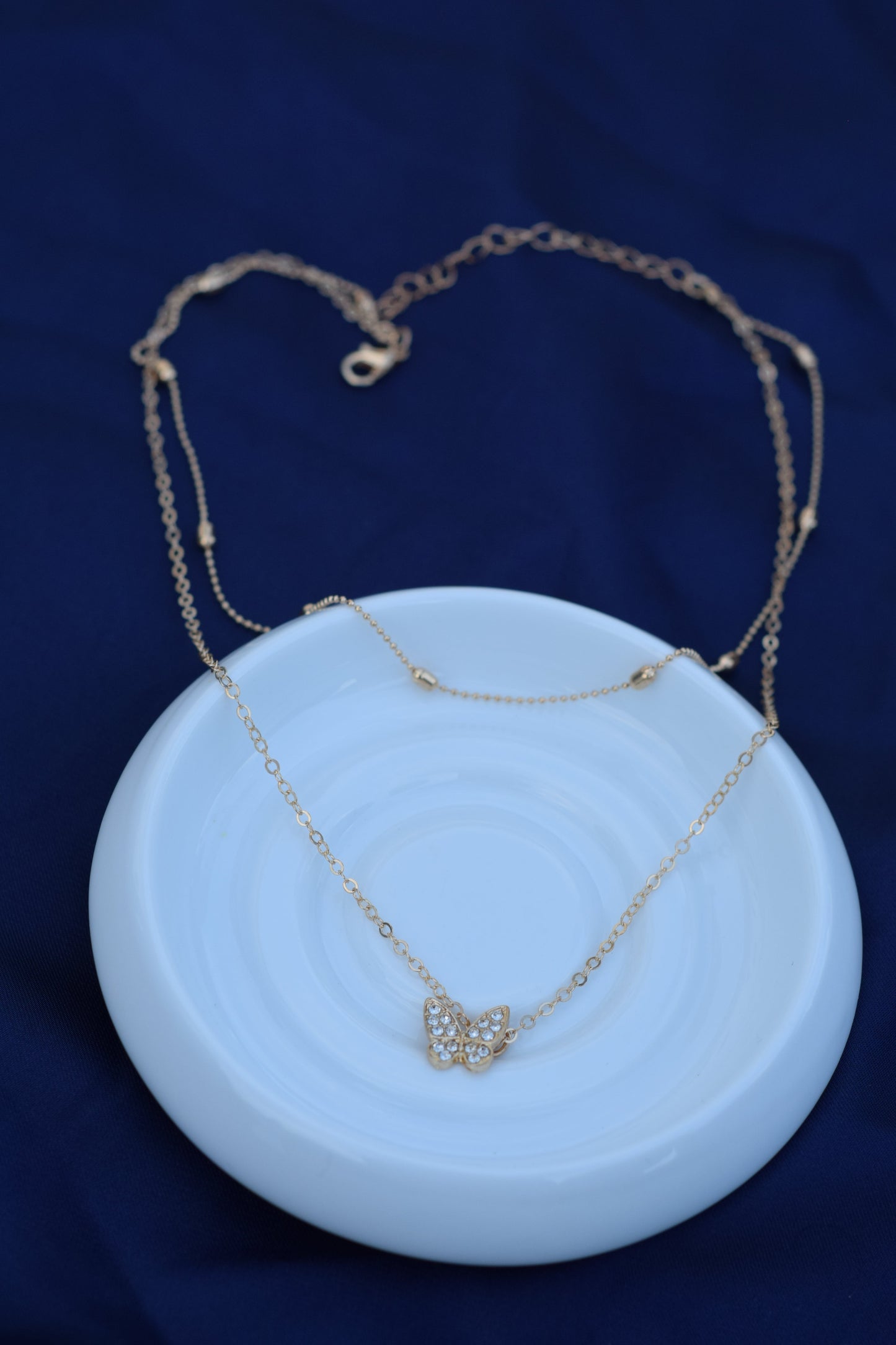 Crystal Butterfly Double Pendant Necklace for Women The Last One