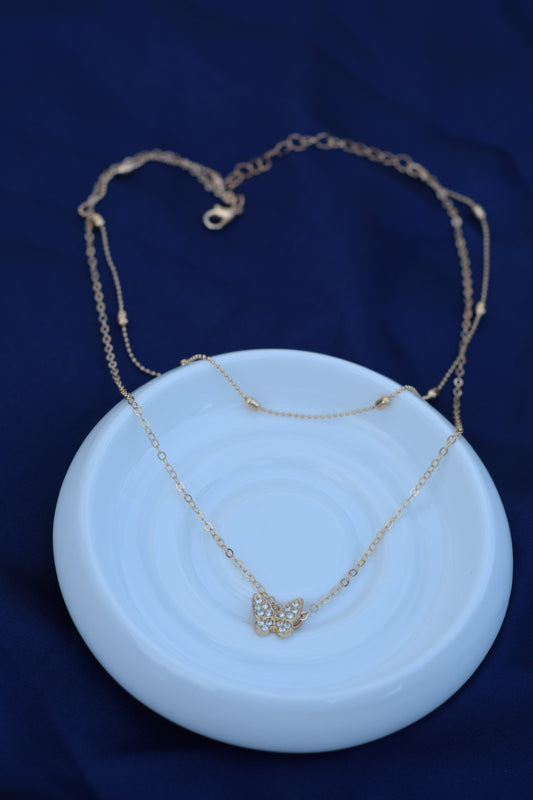 Crystal Butterfly Double Pendant Necklace for Women The Last One