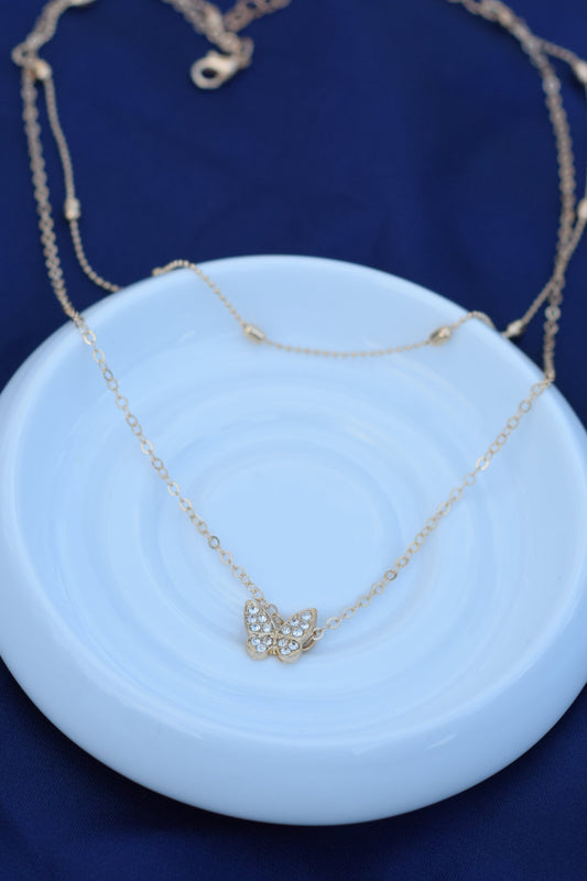 Crystal Butterfly Double Pendant Necklace for Women The Last One