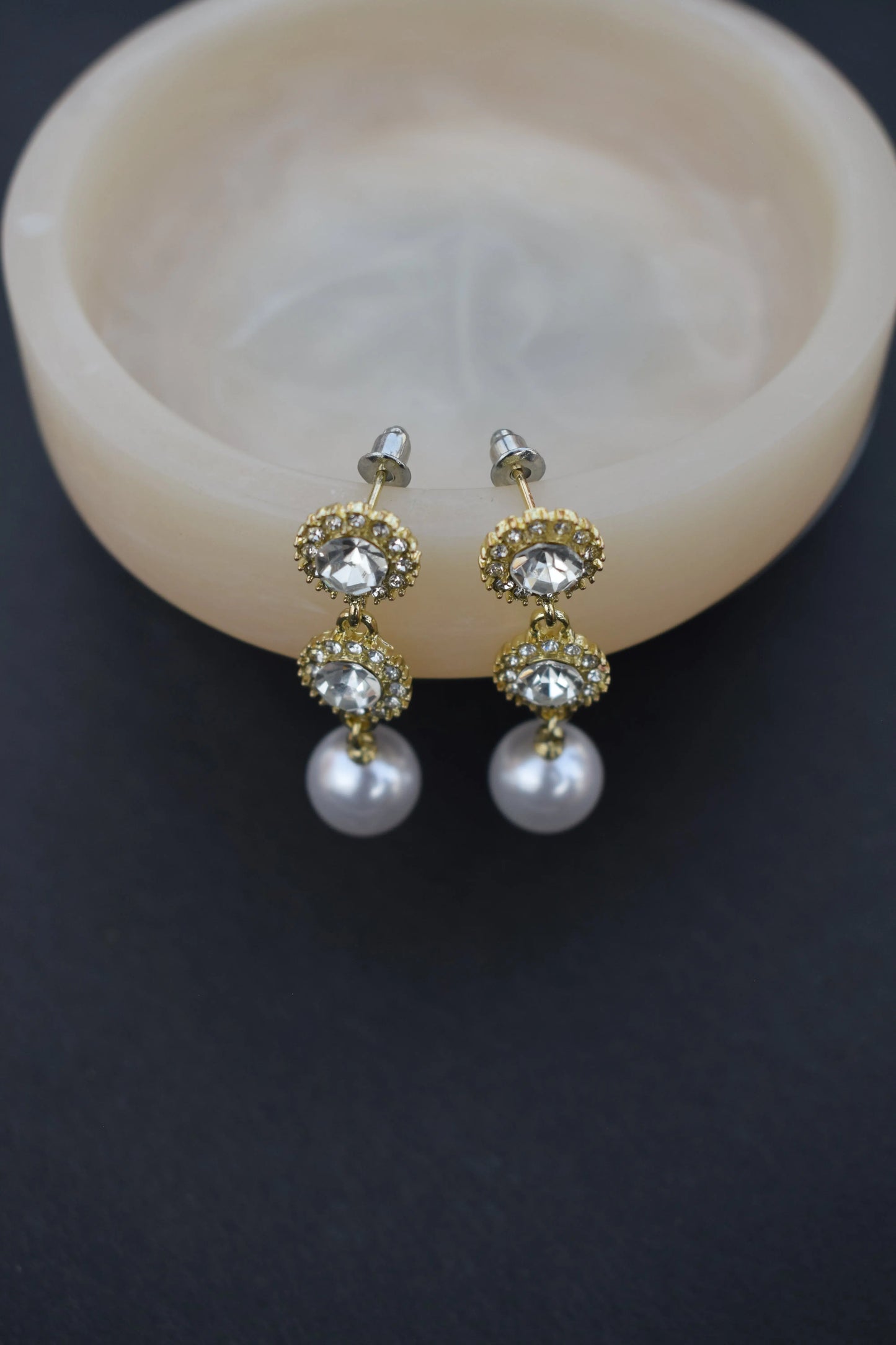 Crystal & Pearl Drop Earrings - The Last One