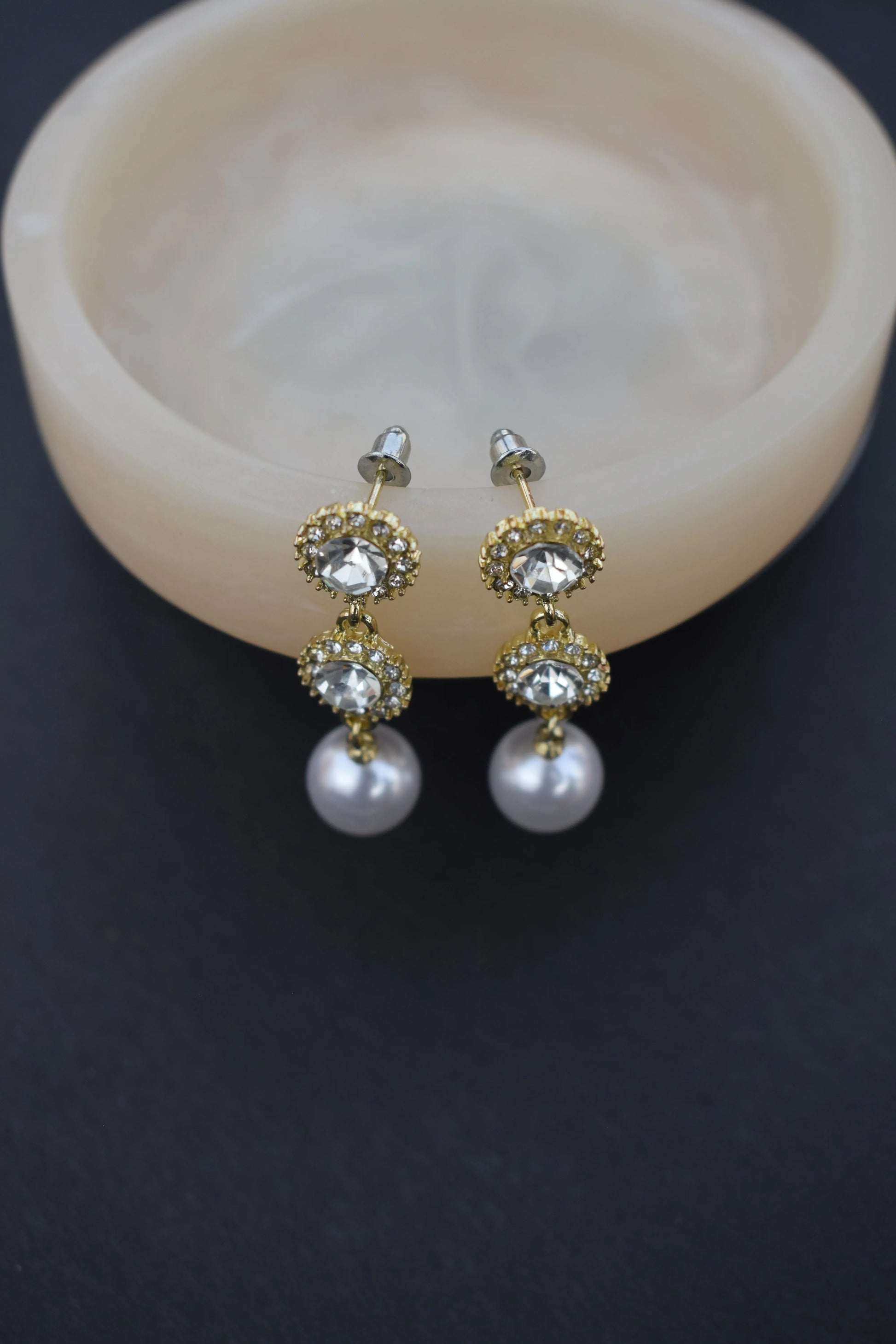 Crystal & Pearl Drop Earrings - The Last One