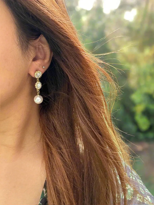 Crystal & Pearl Drop Earrings - The Last One